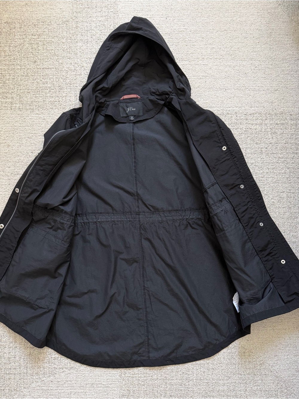 J. Crew Black Hooded Raincoat - Picture 6 of 7